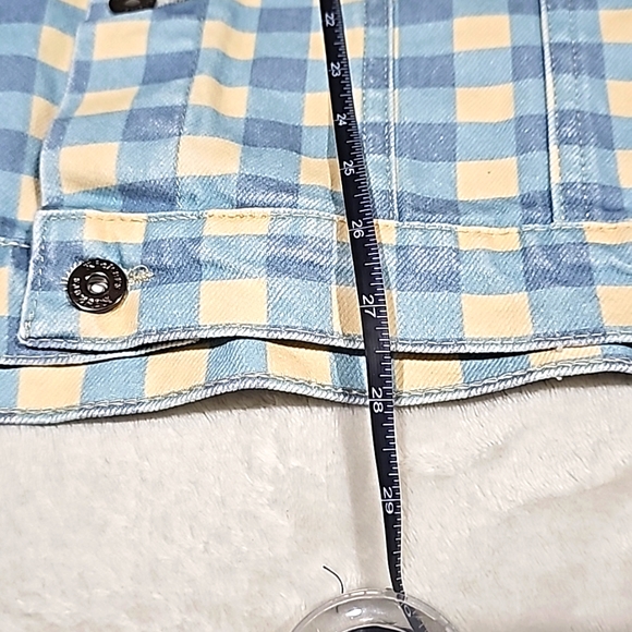 ♡ Kickers Women's Gingham Clasic Denim Button Down Jacket Blue Front Pockets M - Picture 12 of 12